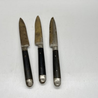 купить Набор из 3 фруктовых ножей с деревянными рукоятями, латунь, серебрение, дерево, Германия, 1910-1930 гг.