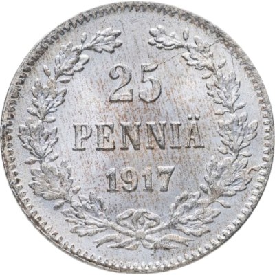 купить 25 пенни (pennia) 1917 S гербовый орёл без корон, Российская Финляндия