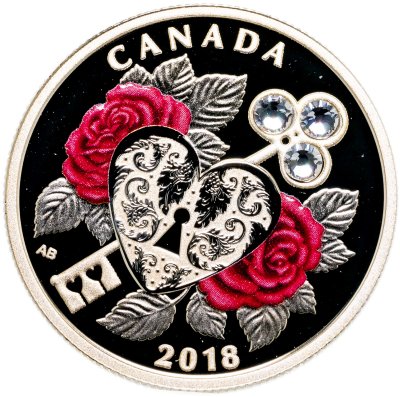 купить Канада 3 доллара 2018 «Праздник любви. Ключ к сердцу»