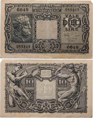 купить Италия 10 лир 1944
