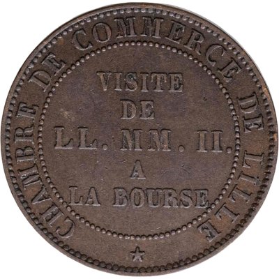 купить Франция 5 сантимов (centimes) 1853 "Визит Наполеона III на биржу"