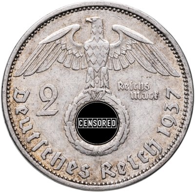 купить Германия, Третий Рейх 2 рейхсмарки 1937, знак монетного двора "А"