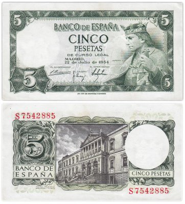 купить Испания 5 песет 1954 (Pick 146)