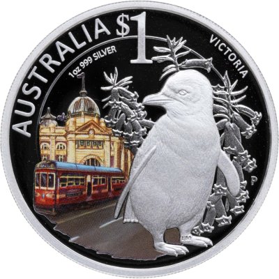 купить Австралия 1 доллар 2010 "Выставка ANDA - Мельбурн - Виктория - Пингвин Трамвай", в футляре с сертификатом