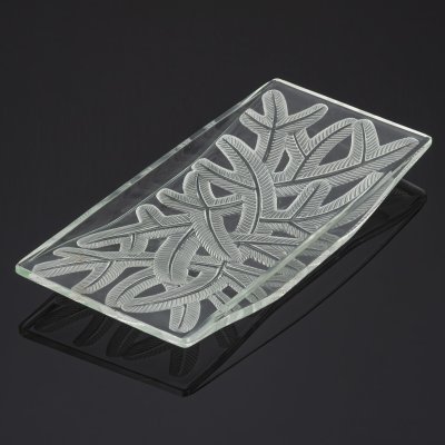 купить Фруктовница с рельефным матовым декором в виде еловых веток, Verlys (?), стекло, инталия, матирование, Франция, 1920-1930 гг.