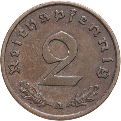 купить Германия (Третий рейх) 2 рейхспфеннига (reichspfennig) 1939 А