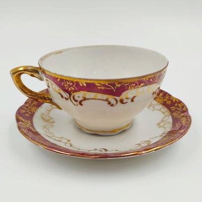 купить Пара кофейная с декором в виде галантной сцены, фарфор, деколь, золочение, Bavaria Porzellan, Германия, 1960-1990 гг.