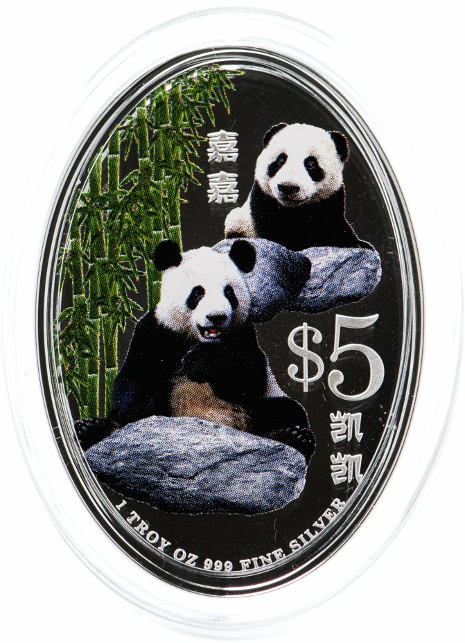 купить Сингапур 5 долларов 2012 "Гигантская панда" в футляре с сертификатом