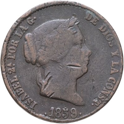 купить Испания 25 сентимо (centimos) 1859