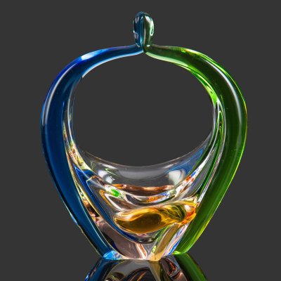 купить Конфетница в форме корзинки, дизайнеры František Zemek, Karel Zemek, коллекция "Рапсодия", стекло, гутная техника, Mstisov Glassworks (Стекольный завод в Мстишов), Чехословакия, 1963-1970 гг.