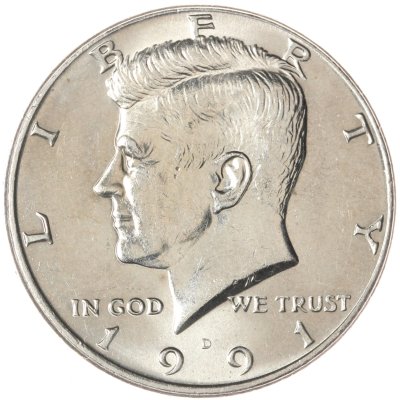 купить США 50 центов (1/2 доллара, half dollar) 1991 D Kennedy Half Dollar (Кеннеди) знак монетного двора "D" - Денвер