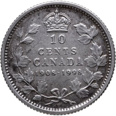 купить Канада 10 центов (cents) 1998 "90 лет Канадскому Королевскому двору"
