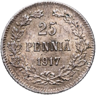 купить 25 пенни (pennia) 1917 S гербовый орел без короны Российская Финляндия