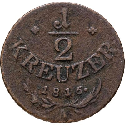 купить Австрия 1/2 крейцера (kreuzer) 1816, Знак монетного двора "A" - Вена
