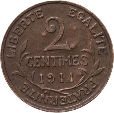 купить Франция 2 сантима (centimes) 1911