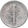 Купить США 10 центов (дайм, one dime) 1943  Mercury Dime (дайм «Меркурий») без обозначения монетного двора