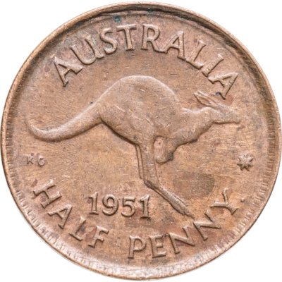купить Австралия 1/2 пенни (penny) 1951 Точка после "PENNY"
