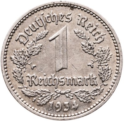 купить Германия, Третий рейх 1 рейхсмарка 1934 D