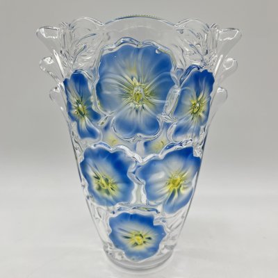 купить Ваза, украшенная изображением голубых цветов, "Walther-Glass", стекло, матирование, Германия, 2000-2010 гг.