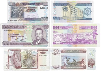 купить Бурунди набор из 3 банкноты 50, 100, 500 франков 2001 - 2013 ПРЕСС