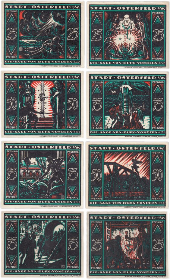 купить Германия (Вестфалия: Остерфельд) набор из 8 нотгельдов 1921