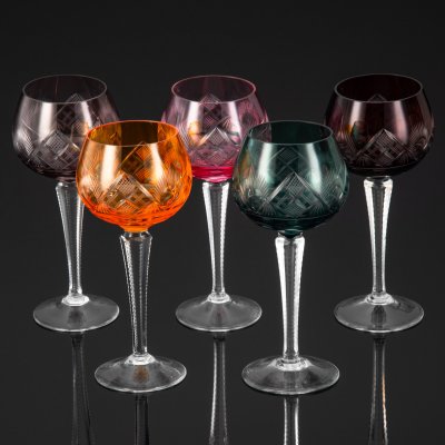 купить Набор из 5 бокалов, двухслойное стекло, алмазная грань, Западная Европа, 1960-1980 гг.