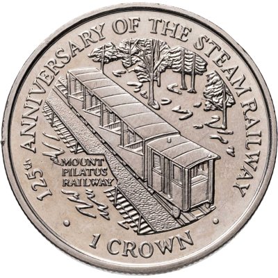 купить Остров Мэн 1 крона (crown) 1998 "125 лет паровой железной дороге - горная железная дорога Пилатус"