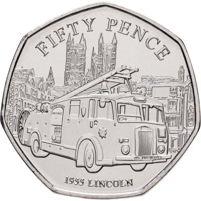 купить Джерси 50 пенсов (pence) 2024 "История Пожарных Бригад - 1955 Линкольн"