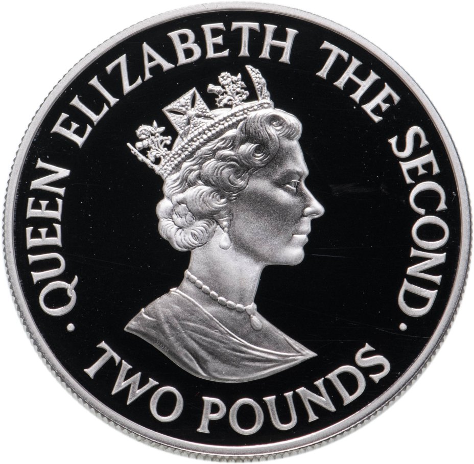 Монета остров Джерси 2 фунта (pounds) 1993 40 лет коронации королевы ...