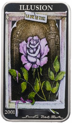 купить Демократическая Республика Конго 10 франков 2001 "Оптические иллюзии: роза" в футляре с сертификатом