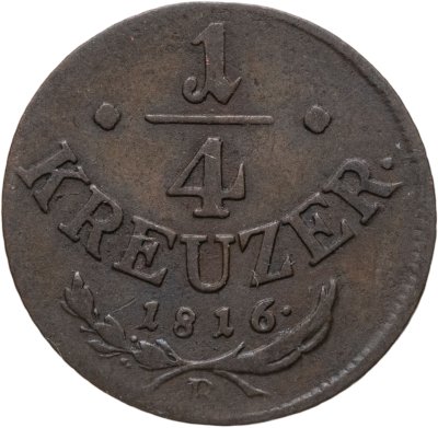 купить Австрия 1/4 крейцера 1816, знак монетного двора "В" - Кремница