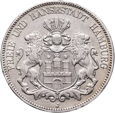 купить Германия (Гамбург), 5 марок (mark) 1907 J