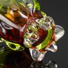 Купить Конфетница в форме корзины с градиентом от коричневого к зеленому, стекло, гутная техника, Egermann, Чехословакия, 1970-1990 гг.
