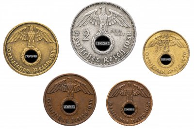 Купить Нацистская Германия (Третий рейх) набор из 5 монет 1937 - 1939 гг.