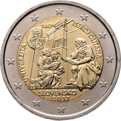 купить Словакия 2 евро (euro) 2017 "550 лет Истрополитанской академии"