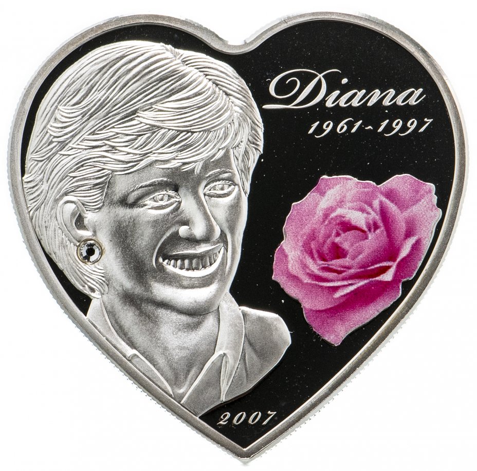 купить Острова Кука 5 долларов 2007 "Сердце принцесса Диана", в футляре с сертификатом
