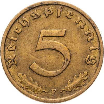 купить Германия (Третий рейх) 5 рейхспфеннигов (reichspfennig) 1937, Знак монетного двора "F"