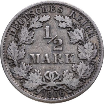 купить Германия 1/2 марки (mark) 1906 A знак монетного двора: "A" - Берлин
