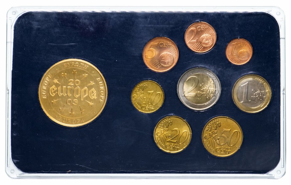 купить Греция годовой набор евро 2002-2006 (8 монет и жетон UNC) в футляре