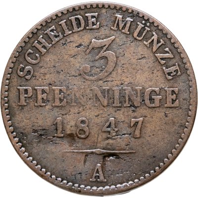 купить Германия, Пруссия 3 пфеннинга 1847 А