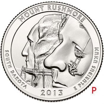 купить США 25 центов (квотер) 2013 P — Национальный мемориал Маунт-Рашмор