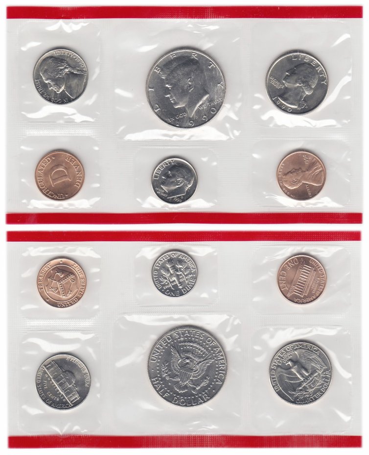 купить США годовой набор 1990 D (5 монет+ жетон)