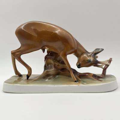 купить Статуэтка "Олень", фарфор, роспись, Lichte Porzellan (Лихте), Германия, 1949-1965 гг.