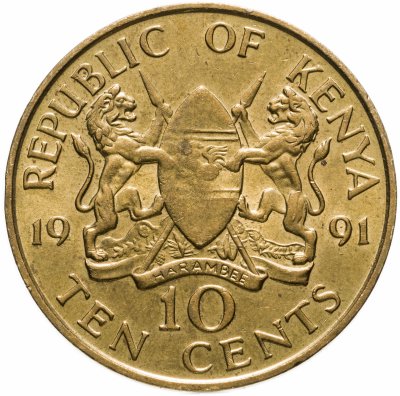 купить Кения 10 центов (cents) 1991