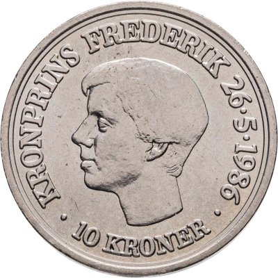 купить Дания 10 крон (kroner) 1986 "18 лет со дня рождения Кронпринца Фредерика"