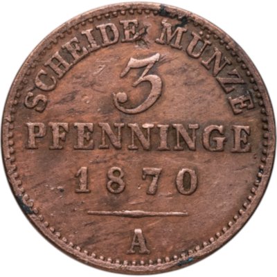 купить Пруссия 3 пфеннига 1870 А