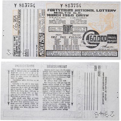купить Мальта Лотерейный билет 1960