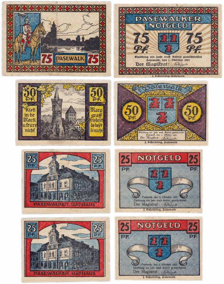 купить Германия (Мекленбург-Стрелиц: Пазевальк) набор из 4-х нотгельдов 1921