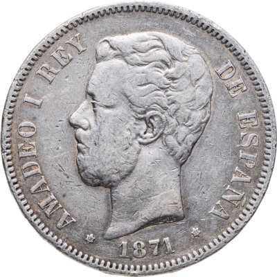 купить Испания 5 песет (pesetas) 1871