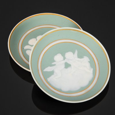 купить Парные розетки с путти, Tharaud Limoges, фарфор, бисквит, крытье, золочение, Франция, 1940-1960 гг.